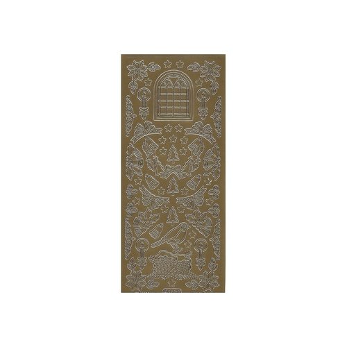 1 planche de stickers autocollants peel off doré motifs decoration noel 753