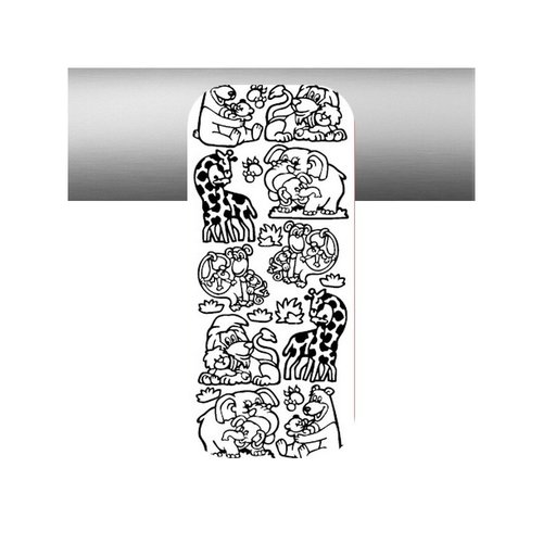 1 planche de stickers autocollants peel off argenté motifs animaux 5352