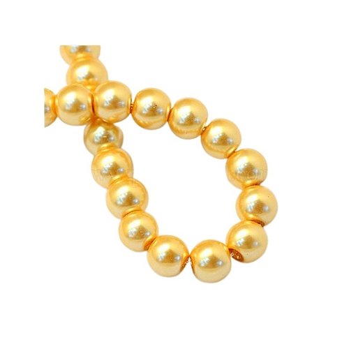 Fil de 138 perles rondes en verre nacré 6 mm fabrication bijoux dore 2