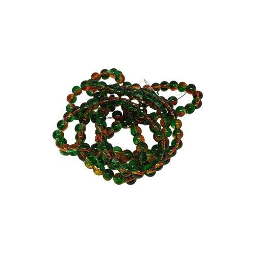 Fil de 130 perles de verre transparent deux couleurs 6 mm marron vert