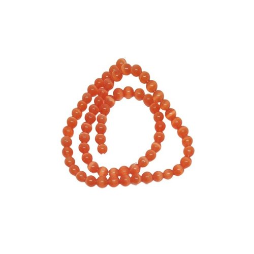 Fil de 63 perles ronde naturelle 6 mm oeil de chat orange
