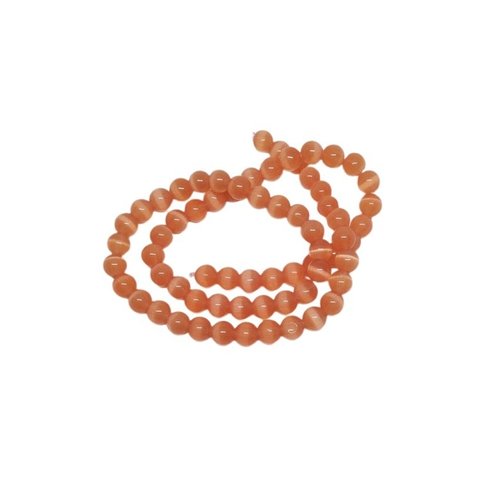 Fil de 63 perles ronde naturelle 6 mm oeil de chat orange b