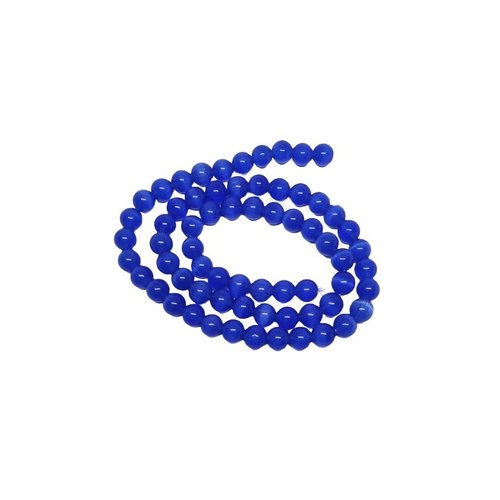 Fil de 63 perles ronde naturelle 6 mm oeil de chat bleu
