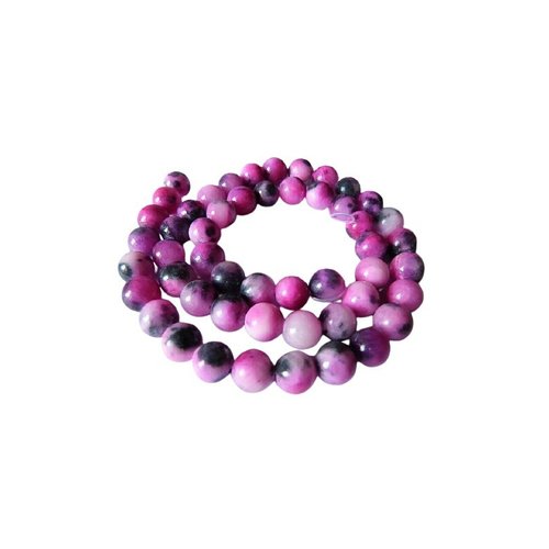 Fil de 47 perles de jade naturelle teintée ronde 8 mm gris rose