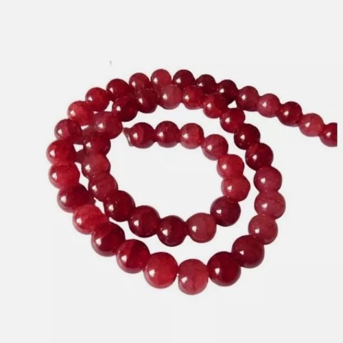 Fil de 48 perles verre craquelé ronde imitation agate 8 mm rouge
