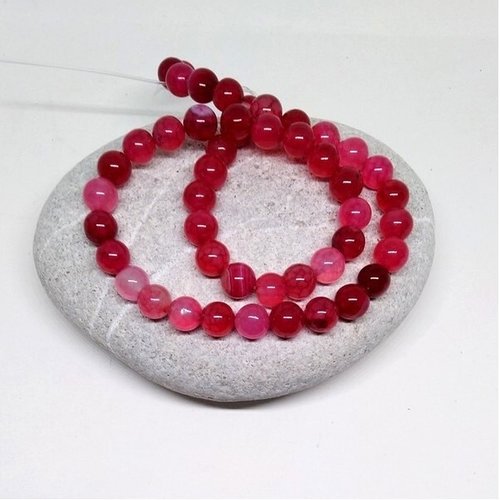 Fil de perles ronde en pierre naturelle jade veine de dragon 8 mm fushia