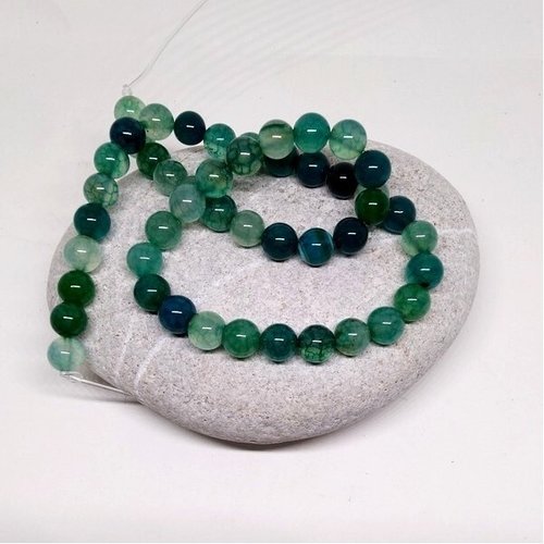 Fil de perles ronde en pierre naturelle jade veine de dragon 8 mm vert