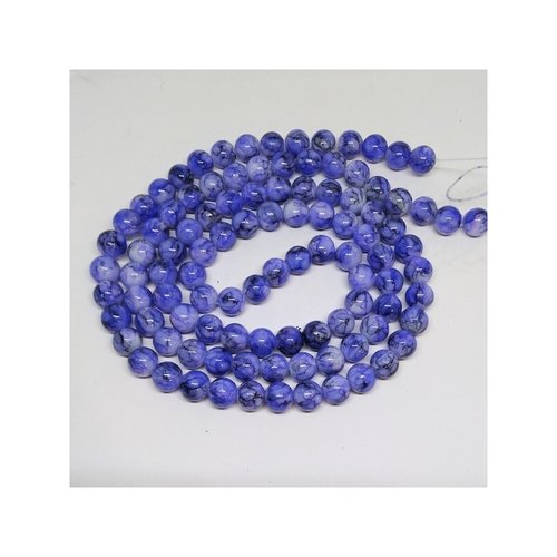 Fil de 100 perles ronde en verre peint fabrication bijoux 8 mm violet