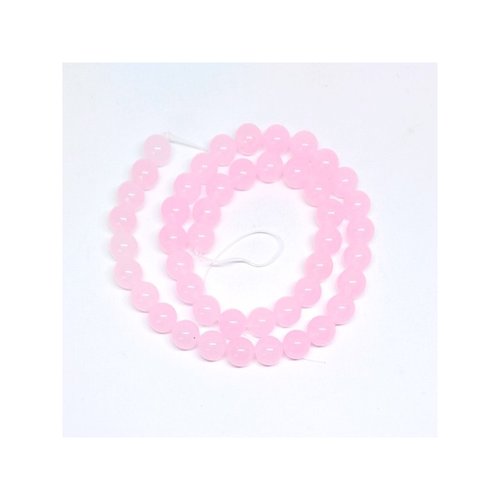 Fil de 45 perles ronde pierre naturelle en jade de malaisie 8 mm rose