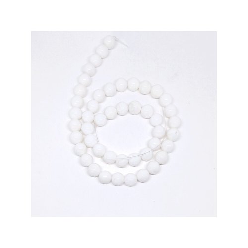 Fil de 60 perles ronde piere naturelle en jade de malaisie 6 mm blanc