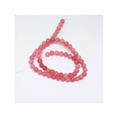 Fil de 60 perles ronde piere naturelle en jade de malaisie 6 mm corail