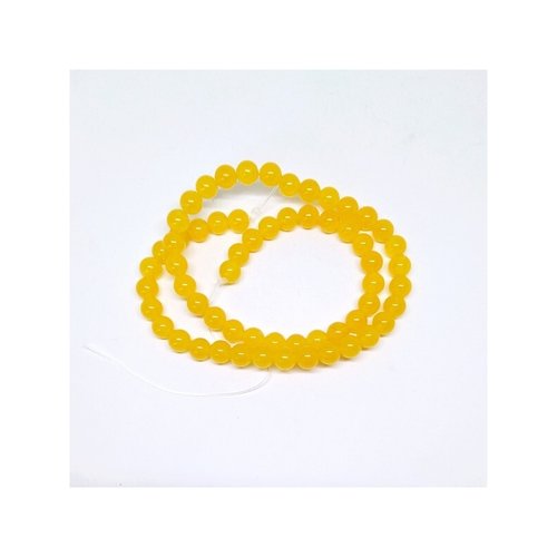 Fil de 60 perles ronde piere naturelle en jade de malaisie 6 mm jaune d or