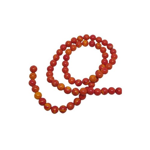 Fil de 60 perles ronde malachite synthétique fabrication bijoux 6 mm orange