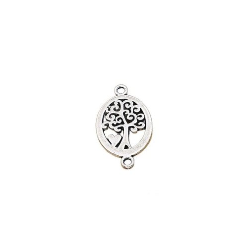 5 breloques pendentifs charms connecteurs métal argenté 23 x 14 mm arbre de vie