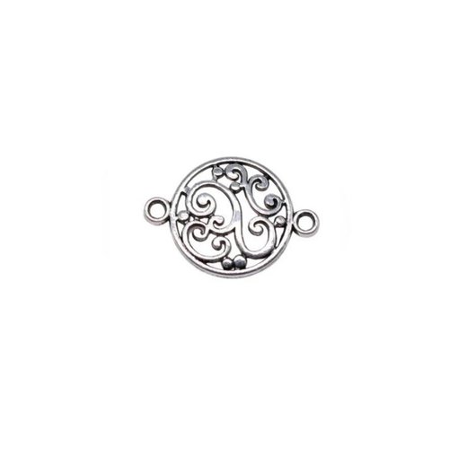 5 breloques pendentifs charms connecteurs métal argenté 20 x 13 mm arabesque a 4