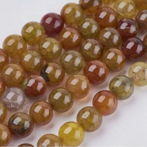 Fil de 46 perles ronde en pierre naturelle 8 mm fabrication bijoux agate marron