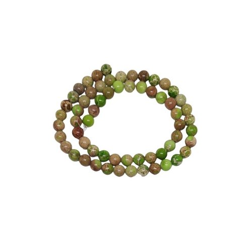 Fil de perles ronde en pierre naturelle jaspe imperial 6 mm vert