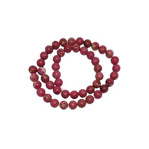 Fil de perles ronde en pierre naturelle jaspe imperial 8 mm rouge
