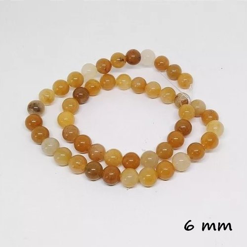 Fil de 36 perles ronde en pierre naturelle jade topaze 6 / 10 mm