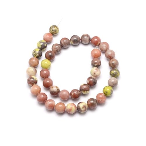 Fil de perles ronde en pierre naturelle fabrication bijoux 8 mm jaspe fleur