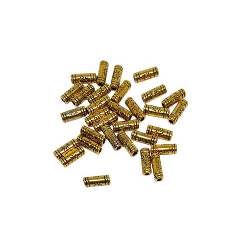 20 perles style tibétain doré antique forme tube 9,5 x 3,5 mm perlmet120