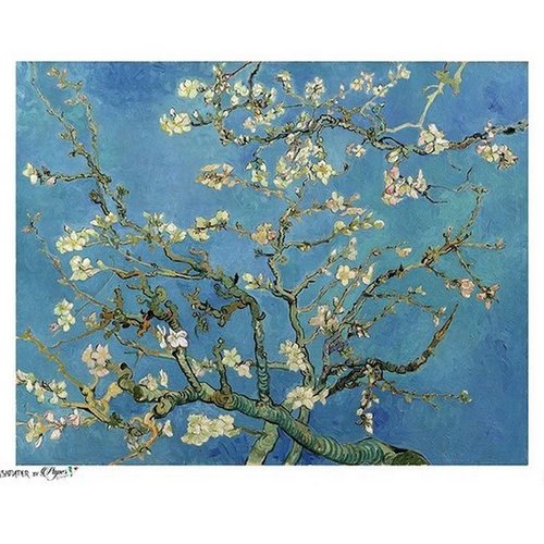 1 feuille de papier de riz 22,5 x 32 cm découpage collage paper designs fleur d amandier van gogh 0062