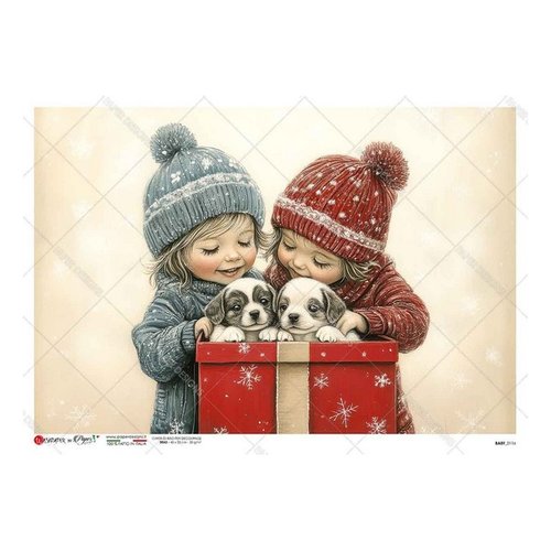1 feuille de papier de riz 22,5 x 32 cm découpage collage paper designs enfant cadeau chiot 0116
