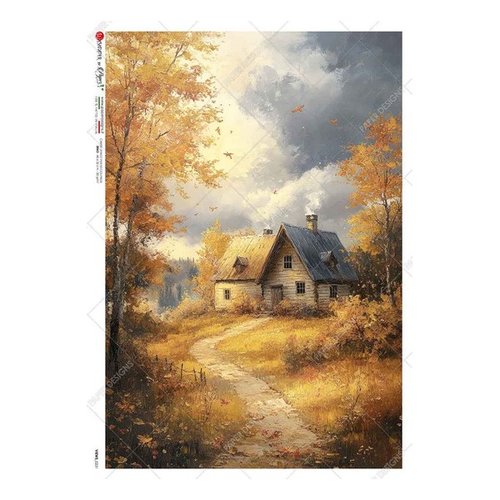 1 feuille de papier de riz 22,5 x 32 cm découpage collage paper designs nature en automne 0231
