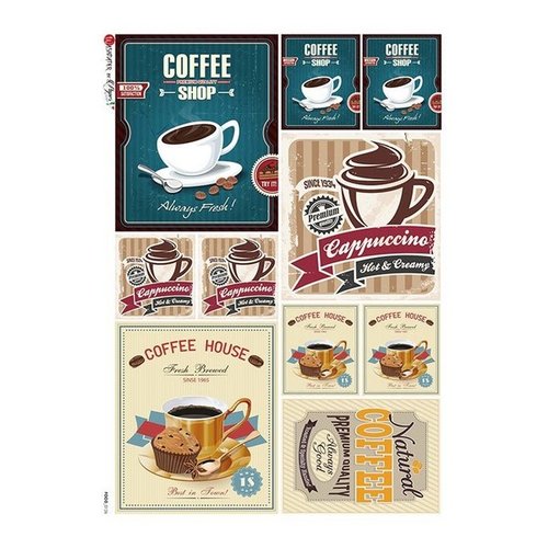 1 feuille de papier de riz 22,5 x 32 cm découpage collage paper designs publicites retro 0126