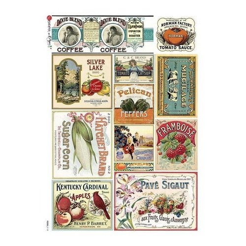 1 feuille de papier de riz 22,5 x 32 cm découpage collage paper designs publicites retro 0118