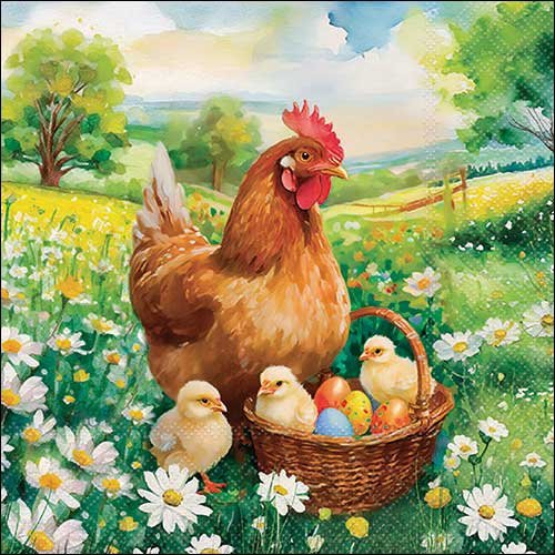 2 serviettes en papier 33 x 33 cm découpage collage coq poussin de paques a 605