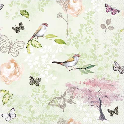 2 serviettes en papier 33 x 33 cm découpage collage oiseau papillon