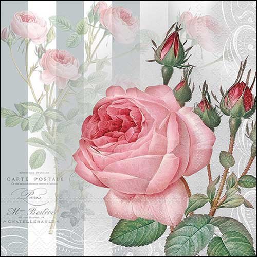 2 serviettes en papier 33 x 33 cm découpage collage fleur rose rosier f 824