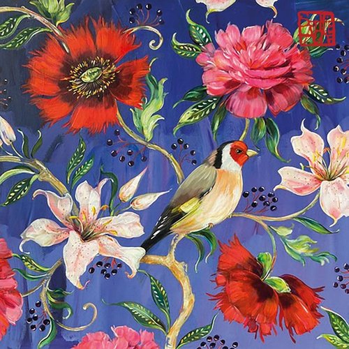 2 serviettes en papier 33 x 33 cm découpage collage oiseau fleur rouge