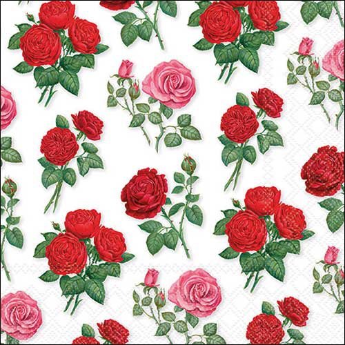 2 serviettes en papier 33 x 33 cm découpage collage fleur rose rouge f 828