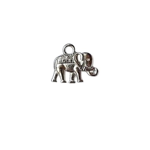 12 breloques charms argenté vieilli fabrication bijoux eléphant
