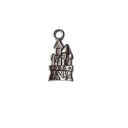 7 breloques charms argenté vieilli fabrication bijoux chateau