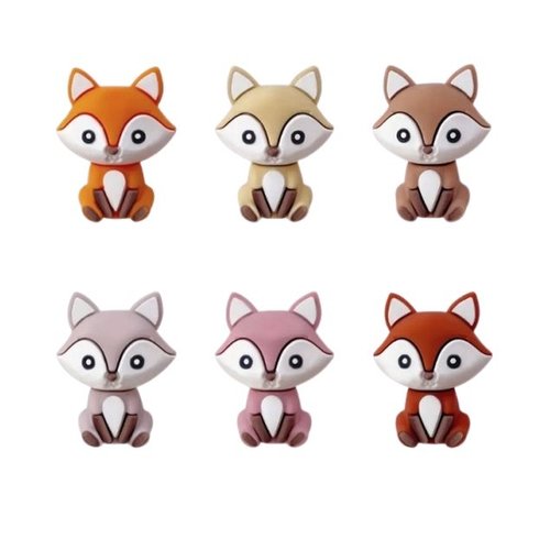 1 perle en silicone attache tétine, bijoux fantaisies, porte clefs renard