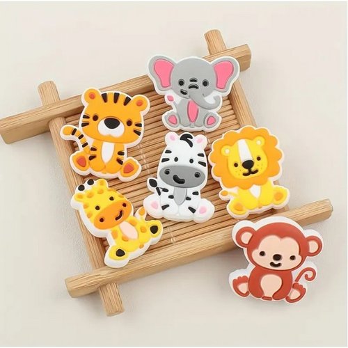 1 perle en silicone attache tétine, bijoux fantaisies, porte clefs animaux