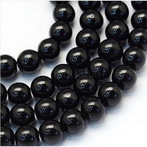 100 perles ronde en verre nacré fabrication bijoux 4 mm noir