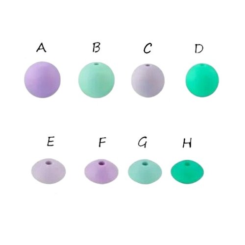 Perles en silicone attache tétine, bijoux fantaisies, porte clefs tons olive, vert, rose, gris