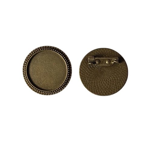 1 support cabochon rond broche couleur bronze scab 310