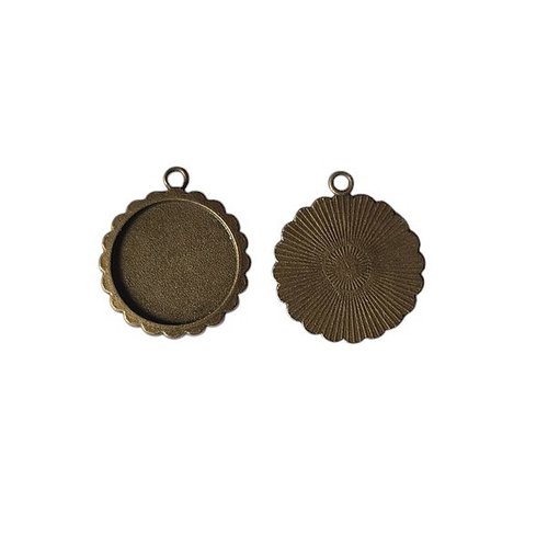 2 supports cabochon rond pour pendentif couleur bronze supp 120