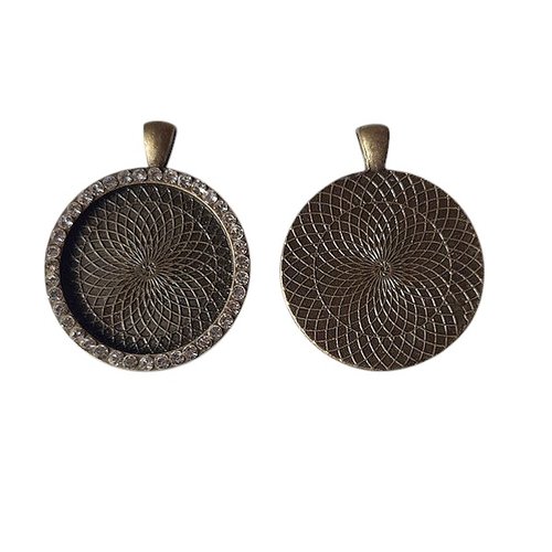 1 support cabochon rond pour pendentif couleur bronze supp 100