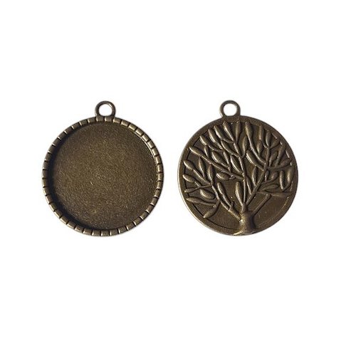 2 supports cabochon rond pour pendentif couleur bronze supp 140