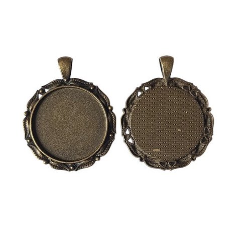 1 support cabochon rond pour pendentif couleur bronze supp 130
