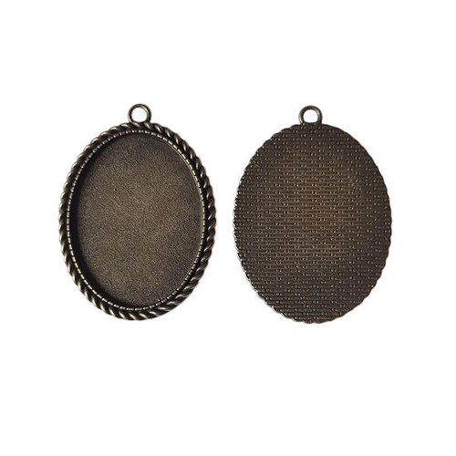 1 support cabochon ovale pour pendentif couleur bronze supp 150