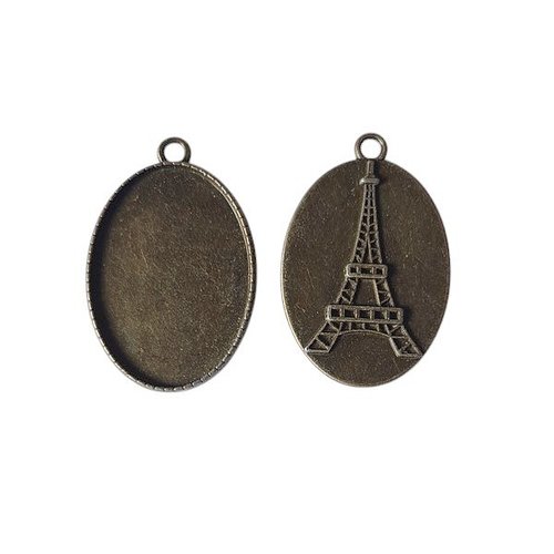 1 support cabochon ovale pour pendentif couleur bronze supp 180