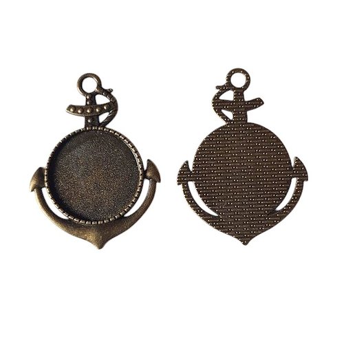 1 support cabochon rond pour pendentif couleur bronze supp 170