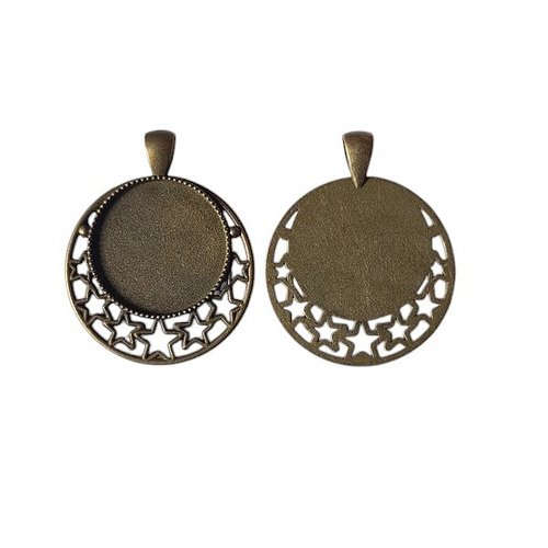 1 support cabochon rond pour pendentif couleur bronze supp 170